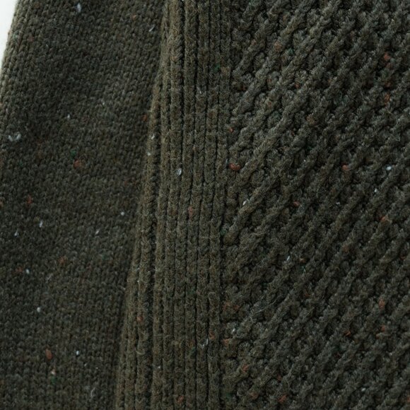 Talbots Mock Neck Sweater Olive Green Cable Knit Retro Mod'60s Neutral Pullover - Picture 7 of 13